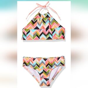 Kanu Surf. Girls Mahina Bikini. Multi-color Chevron Pattern. Size 10. NWOT.
